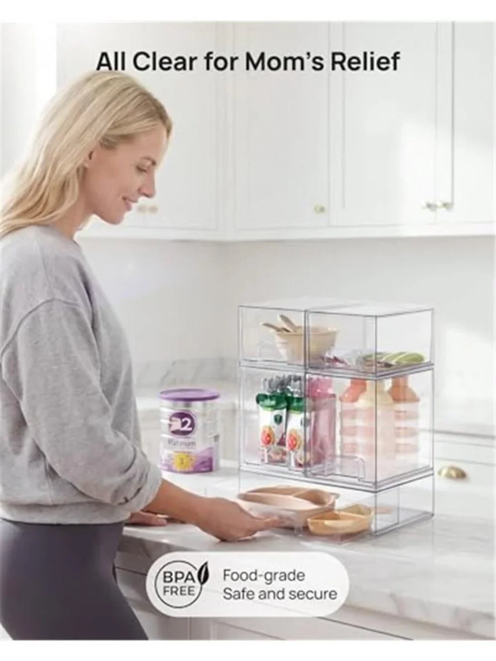 Clear Stackable Storage Drawers 5 Tier Acrylic Organizer Bathroom Vanity Pantry